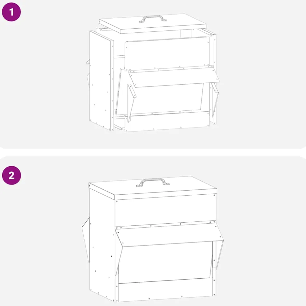 vidaXL Kip voerbak zilver 40,5 x 45 x 41 cm 20 kg Gegalvaniseerd staal
