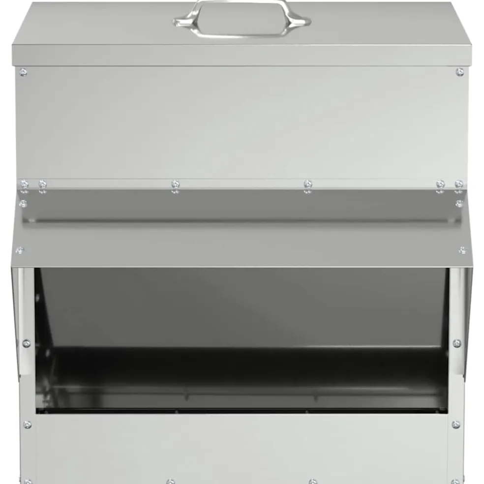 vidaXL Kip voerbak zilver 40,5 x 45 x 41 cm 20 kg Gegalvaniseerd staal