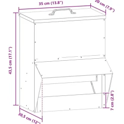 vidaXL Kip voerbak Zilver 20 x 25 x35 cm Gegalvaniseerd staal