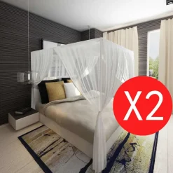 vidaXL Klamboe vierkant met 3 openingen 2 st