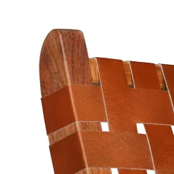 vidaXL Klapstoel gekruiste strepen echt leer bruin