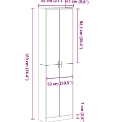 vidaXL Kledingkast Beton Grijs 55 x 25 x 189 cm Bewerkt hout