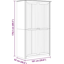 vidaXL Kledingkast BODO Honingbruin 53,5 x 99 x 173 cm Bewerkt hout