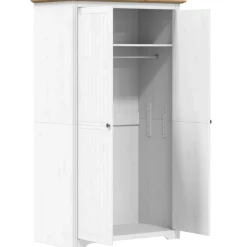 vidaXL Kledingkast BODO 99x53,5x173 cm massief grenenhout wit bruin