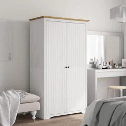 vidaXL Kledingkast BODO 99x53,5x173 cm massief grenenhout wit bruin