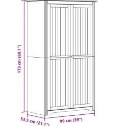 vidaXL Kledingkast BODO 99x53,5x173 cm massief grenenhout wit bruin