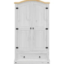 vidaXL Kledingkast Corona wit 102x52x186 cm massief grenenhout