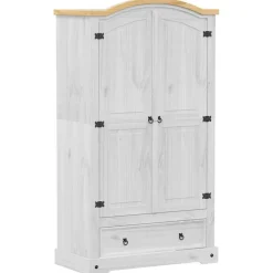 vidaXL Kledingkast Corona wit 102x52x186 cm massief grenenhout