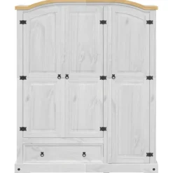 vidaXL Kledingkast Corona wit 151,5x52x186 cm massief grenenhout