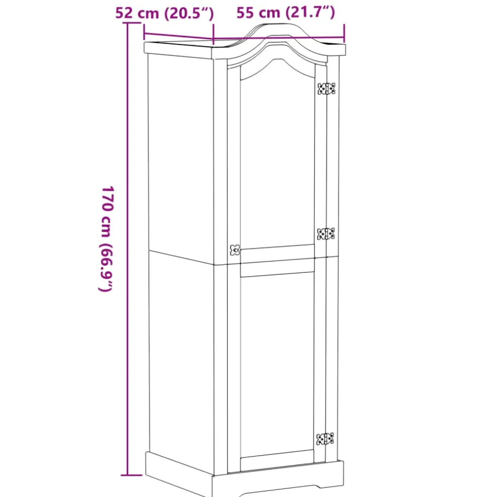 vidaXL Kledingkast Corona 55x52x170 cm massief grenenhout