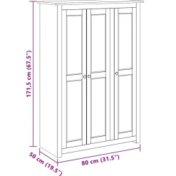 vidaXL Kledingkast 3 deuren Panama Range 118x50x171,5 cm grenenhout