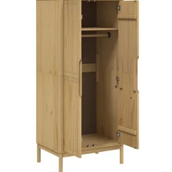 vidaXL Kledingkast FLORO 77x53x171 cm massief grenenhout wasbruin