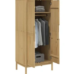 vidaXL Kledingkast FLORO 77x53x171 cm massief grenenhout wasbruin