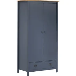 vidaXL Kledingkast Hill 2 deuren 89x50x170 cm massief grenenhout grijs