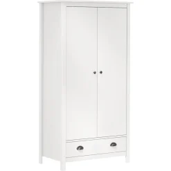 vidaXL Kledingkast Hill 2 deuren 89x50x170 cm massief grenenhout wit