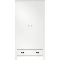 vidaXL Kledingkast Hill 2 deuren 89x50x170 cm massief grenenhout wit