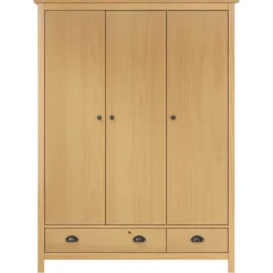 vidaXL Kledingkast Hill 3 deuren 127x50x170 cm massief grenenhout