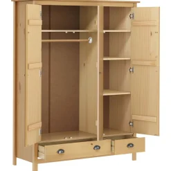 vidaXL Kledingkast Hill 3 deuren 127x50x170 cm massief grenenhout