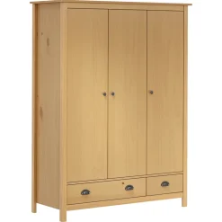 vidaXL Kledingkast Hill 3 deuren 127x50x170 cm massief grenenhout