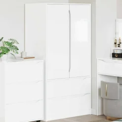 vidaXL Kledingkast Hoogglans Wit 79,5 x 49 x 156 cm Geconstrueerd hout