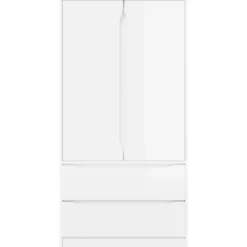 vidaXL Kledingkast Hoogglans Wit 79,5 x 49 x 156 cm Geconstrueerd hout