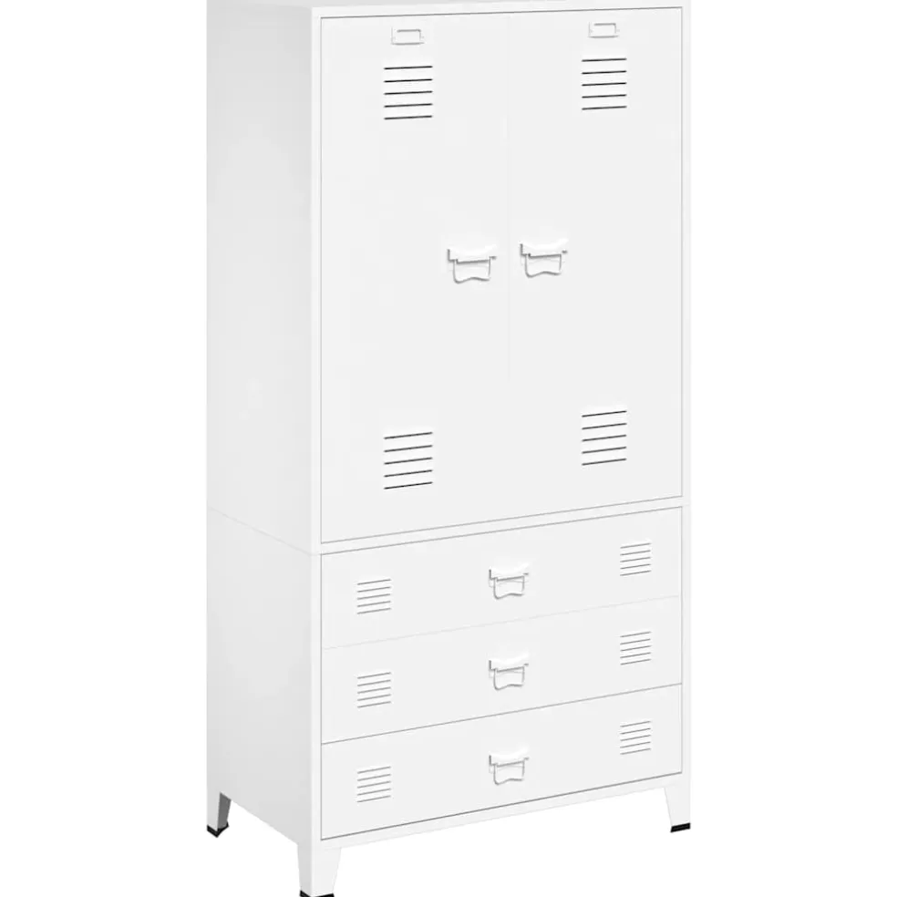 vidaXL Kledingkast industrieel 90x50x180 cm metaal wit