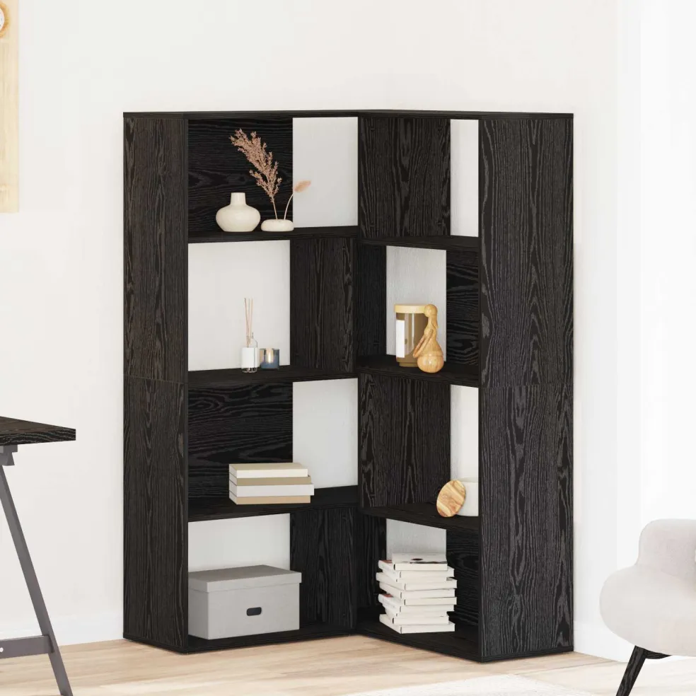vidaXL Kledingkast 6-laags 85 x 85 x 140 cm Bewerkt hout Zwart Eiken