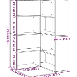 vidaXL Kledingkast 6-laags 85 x 85 x 140 cm Bewerkt hout Zwart Eiken