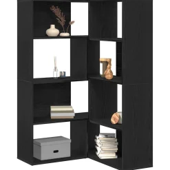 vidaXL Kledingkast 6-laags 85 x 85 x 140 cm Bewerkt hout Zwart Eiken