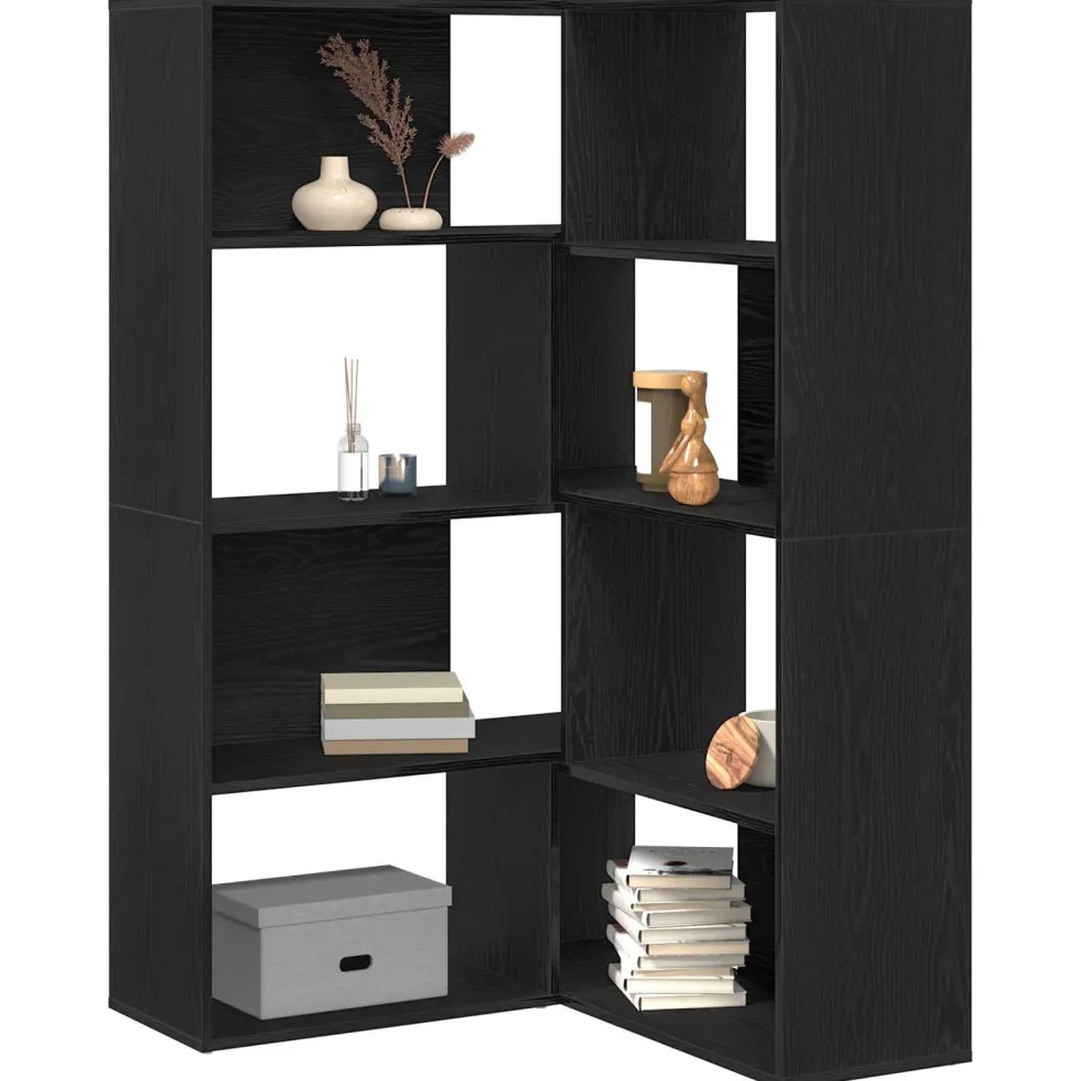 vidaXL Kledingkast 6-laags 85 x 85 x 140 cm Bewerkt hout Zwart Eiken