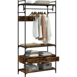 vidaXL Kledingkast met lades 89x39x184,5 cm bewerkt hout gerookt eiken