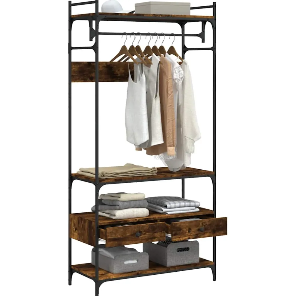 vidaXL Kledingkast met lades 89x39x184,5 cm bewerkt hout gerookt eiken