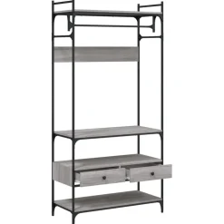 vidaXL Kledingkast met lades 89x39x184,5 cm bewerkt hout grijs sonoma