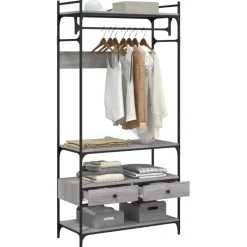 vidaXL Kledingkast met lades 89x39x184,5 cm bewerkt hout grijs sonoma