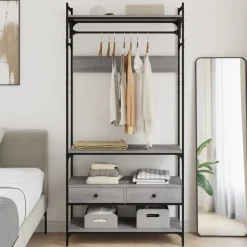 vidaXL Kledingkast met lades 89x39x184,5 cm bewerkt hout grijs sonoma