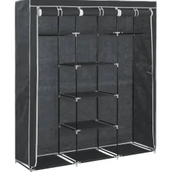 vidaXL Kledingkast met vakken en stangen 150x45x175 cm stof zwart