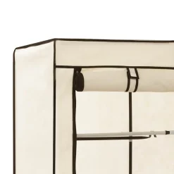 vidaXL Kledingkast met vakken en stangen 150x45x175 cm stof crème