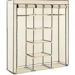 vidaXL Kledingkast met vakken en stangen 150x45x175 cm stof crème