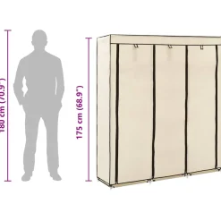 vidaXL Kledingkast met vakken en stangen 150x45x175 cm stof crème