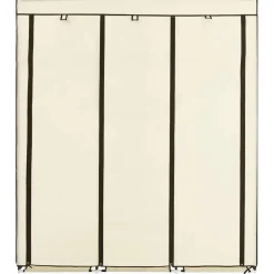 vidaXL Kledingkast met vakken en stangen 150x45x175 cm stof crème
