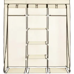 vidaXL Kledingkast met vakken en stangen 150x45x175 cm stof crème