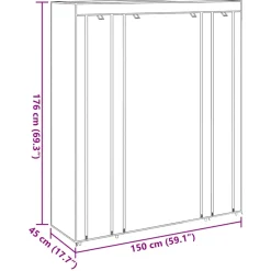 vidaXL Kledingkast met vakken en stangen 45x150x176 cm stof zwart