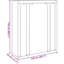 vidaXL Kledingkast met vakken en stangen 45x150x176 cm stof bruin