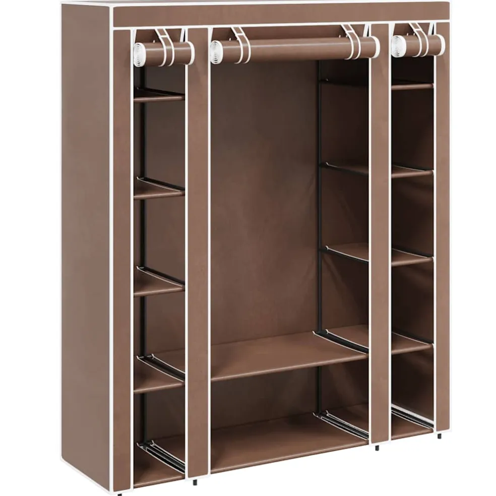 vidaXL Kledingkast met vakken en stangen 45x150x176 cm stof bruin