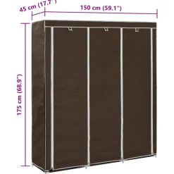 vidaXL Kledingkast met vakken en stangen 150x45x175 cm stof bruin