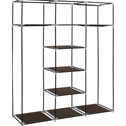 vidaXL Kledingkast met vakken en stangen 150x45x175 cm stof bruin