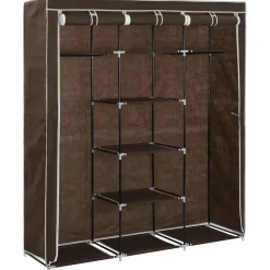 vidaXL Kledingkast met vakken en stangen 150x45x175 cm stof bruin