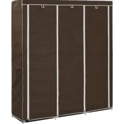 vidaXL Kledingkast met vakken en stangen 150x45x175 cm stof bruin
