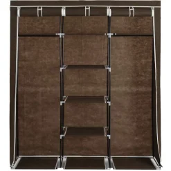 vidaXL Kledingkast met vakken en stangen 150x45x175 cm stof bruin