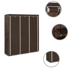 vidaXL Kledingkast met vakken en stangen 150x45x175 cm stof bruin